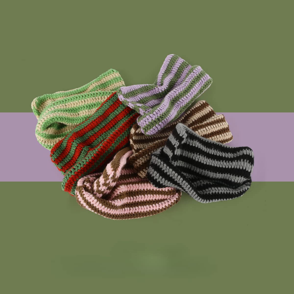 Fairy Grunge Beanie Y2K kot w kapeluszu w paski szydełkowany luźny kapelusz zimowy ciepły dzianinowy alternatywny nakrycie głowy akcesoria