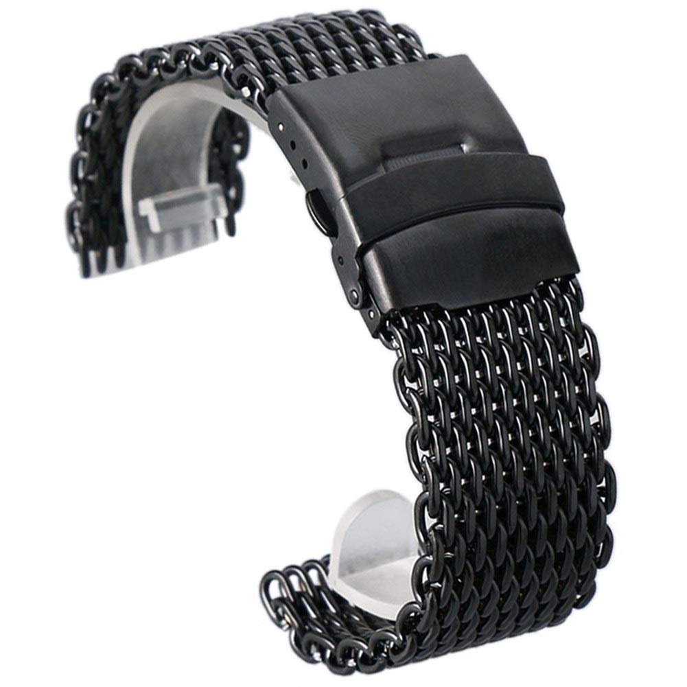 Uhrenarmband 18 mm, 20 mm, 22 mm, 24 mm, Edelstahl, Schwarz/Silber/Gold, Netzgewebe, ausgezeichnete Qualität, Armband für Armbanduhren + 2 Federstege