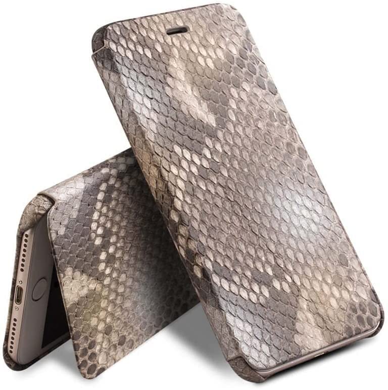 Étui à rabat en cuir iPhone SE3 gris business housse portefeuille
