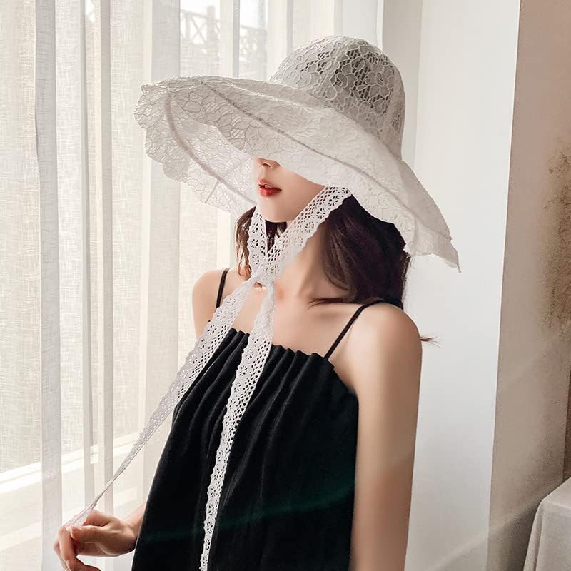 Sombrero mujer con ala ancha y encaje miniatura 3