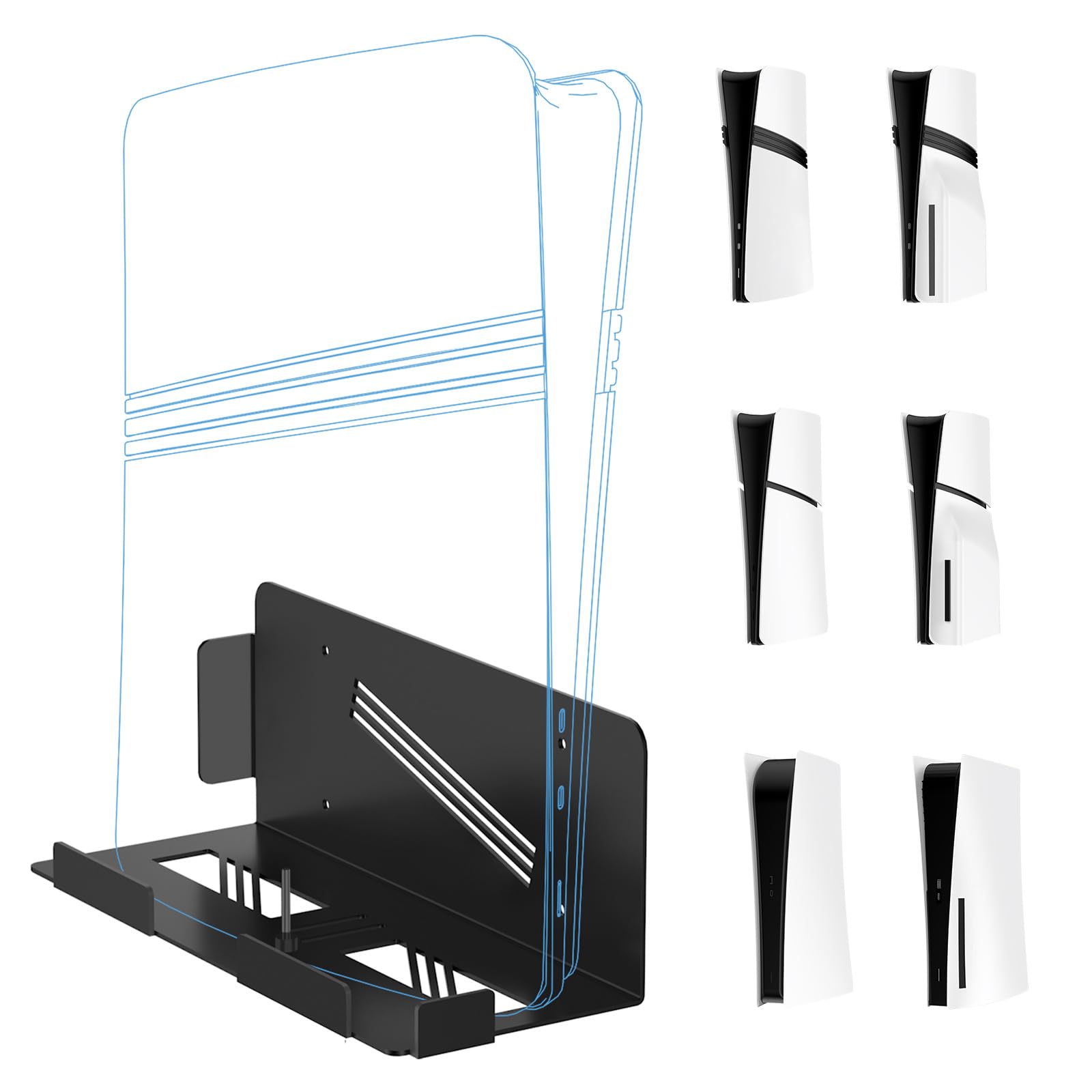 Support de rangement pour console PS5 Pro/Slim, support mural universel pour console de jeu P5 PRO/P5 Slim/P5 Mainframe (Noir)