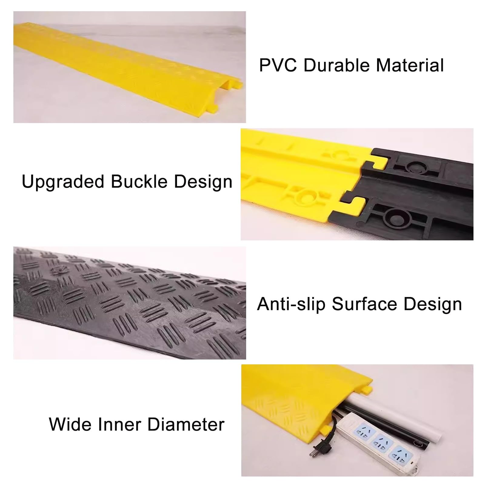 Robuste Kabelschutz-Rampenabdeckung, Kabelkanal Boden, Bodenkabelabdeckung, Kabelschutz, Kabelverdecker für Den Innen- Und Außenbereich, PVC-Überkabelrampen-Kabelschutz ( Color : 3-Yellow-1 Channel )