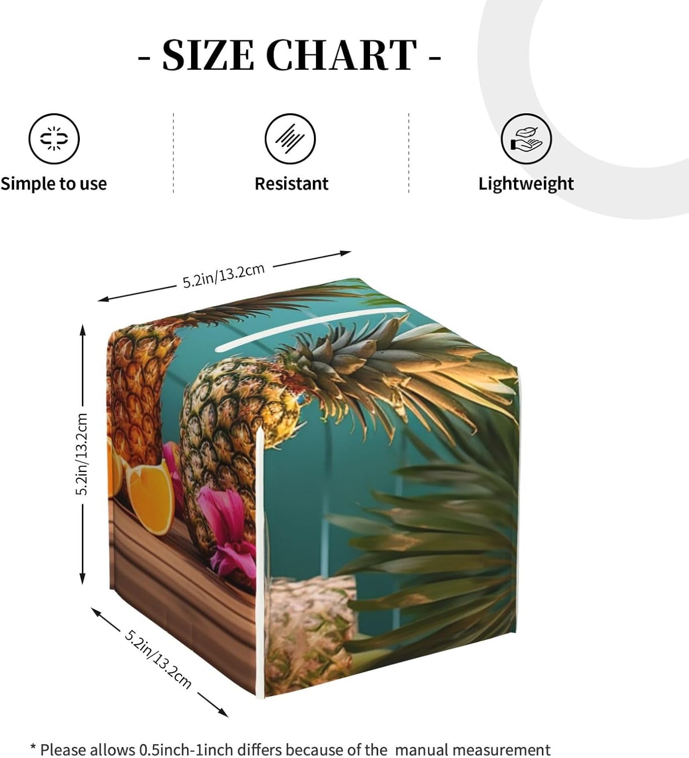 Tissue Box Cover Leather Tissue Box Holder Square Facial Tissue Holder for Bathroom Modern Decorative Tissue Box Organizer Tropical Party Car Tissue Holder for Home Office image 3