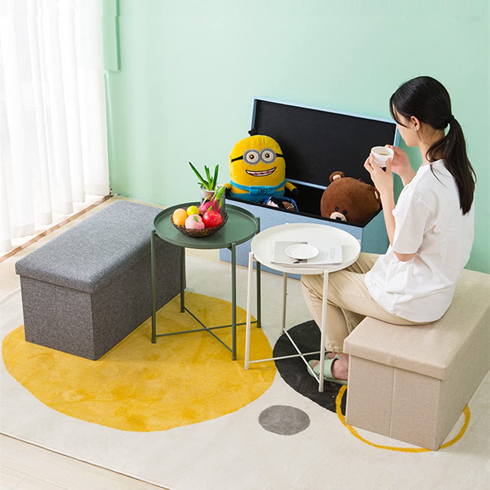 ZIQIAO Thicker Linen Fabric Folding Storage Ottoman Bench Foot