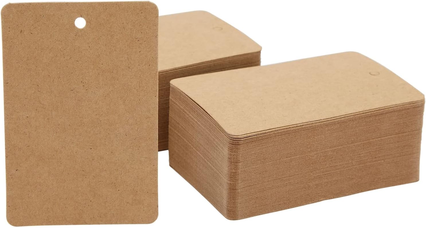 200-Pack Kraft Paper Gift Tags, Large Blank Merchandise Price Labels 2.4 x 3.5, Bulk Brown Hang Tags for Wedding, Birthday, Holiday, Party Favor, Art and Craft Wrapping
