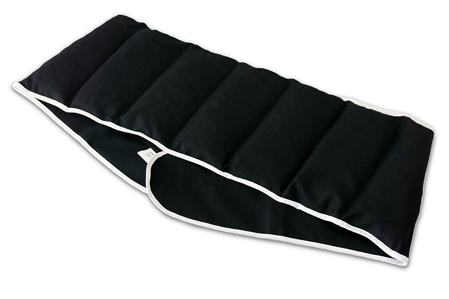 Coussin-ceinture aux graines de lin à sept compartiments avec fermeture à bande auto-agrippante - longueur environ 135cm - Coussin thermique XXL - Ceinture-bouillotte, noir