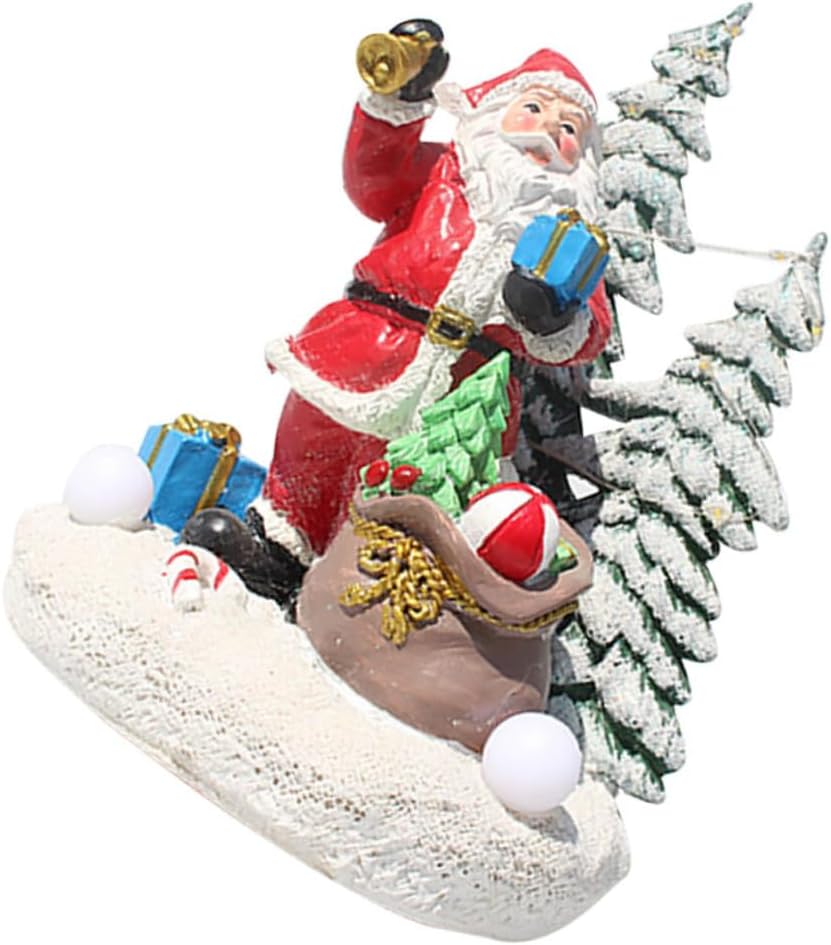 PRETYZOOM 1pc Adorable Christmas Santa Figurine Desktop Decoration Creative Craft Soft Lighting for Holiday Ornament