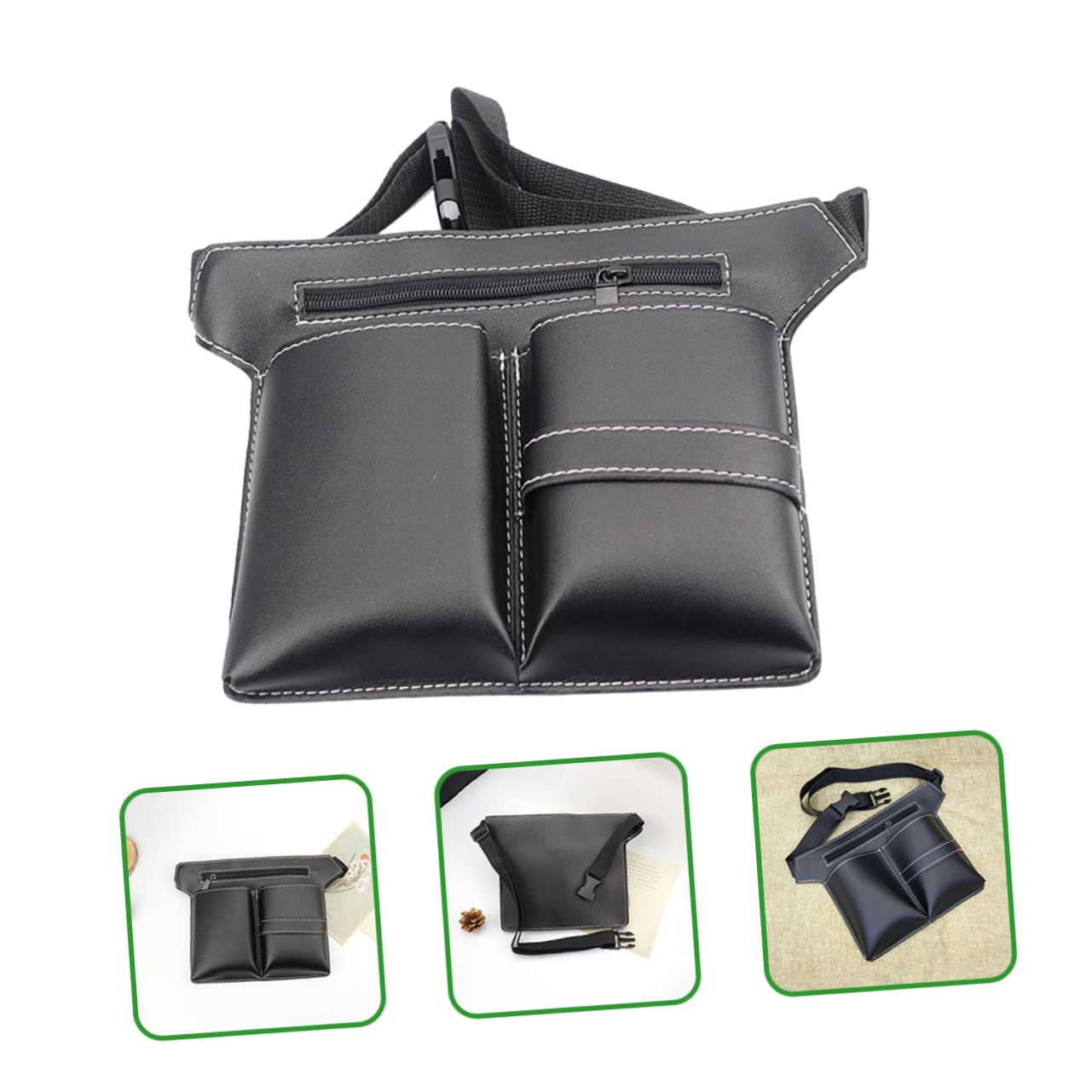 Didiseaon Hairdressing Fanny Pack Hair Tool Travel Organizer Hairdryer Mini Toiletries Hairdressing Waist Bag Hairdressing Cape Hair Dryer Carrying Case Hair Dressing Accessory Pu Black