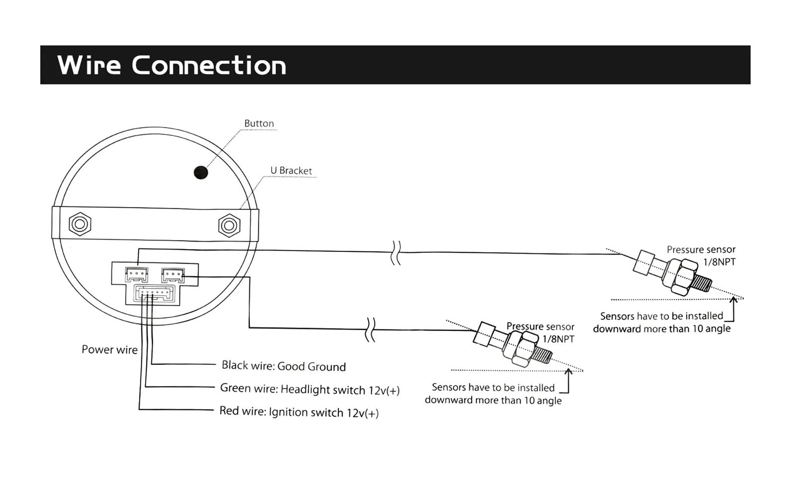 Manómetro, Medidor de presión de aire dual Lectura dual digital de 52 mm, Suspensión neumática PSI de lectura dual digital con sensores eléctricos de 2 piezas | Bar Red