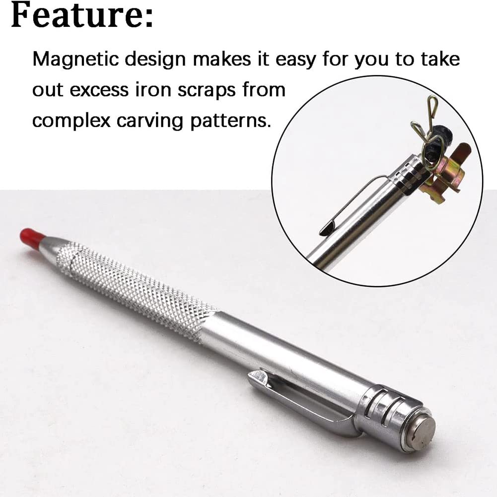 5 Pack Wolfraamcarbide Scriber Diamond Liner Keramische Glas Markering Pen met Magneet, Universele Aluminium Graveerpen voor Glas/Keramiek/Metalen Blad