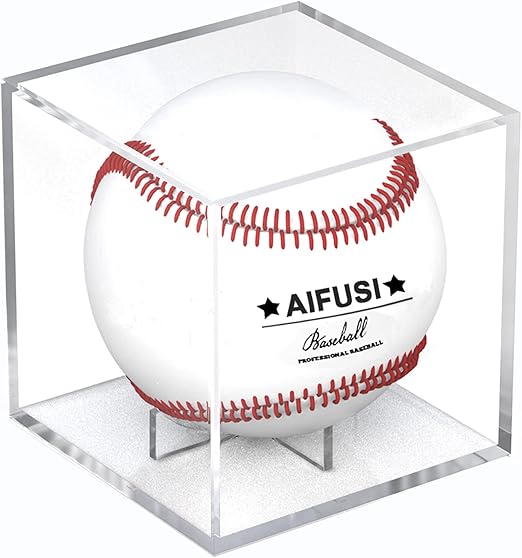 Baseball Display Case, UV Protected Acrylic Cube Baseball Holder Square Clear Box Memorabilia Display Storage Sports Official Baseball Autograph Display Case - Fits Official Size Ball(2 Pack