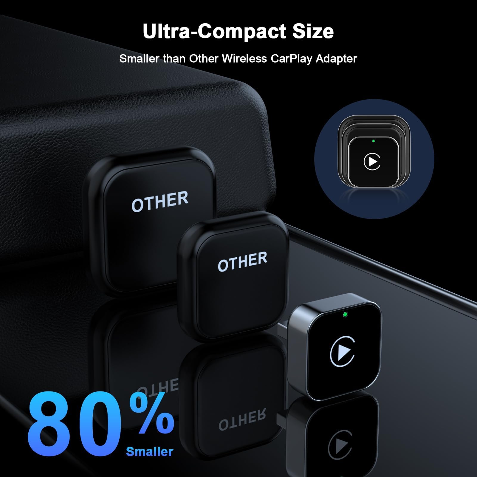 Wireless CarPlay Adapter für iPhone, 2025 Upgraded von Wired CarPlay auf Wire-Less, Plug und Play, 2-in-1 Mini & Stabiler Apple Car Play Wireless Adapter Kompatibel mit iPhone iOS mit Wired Car Play