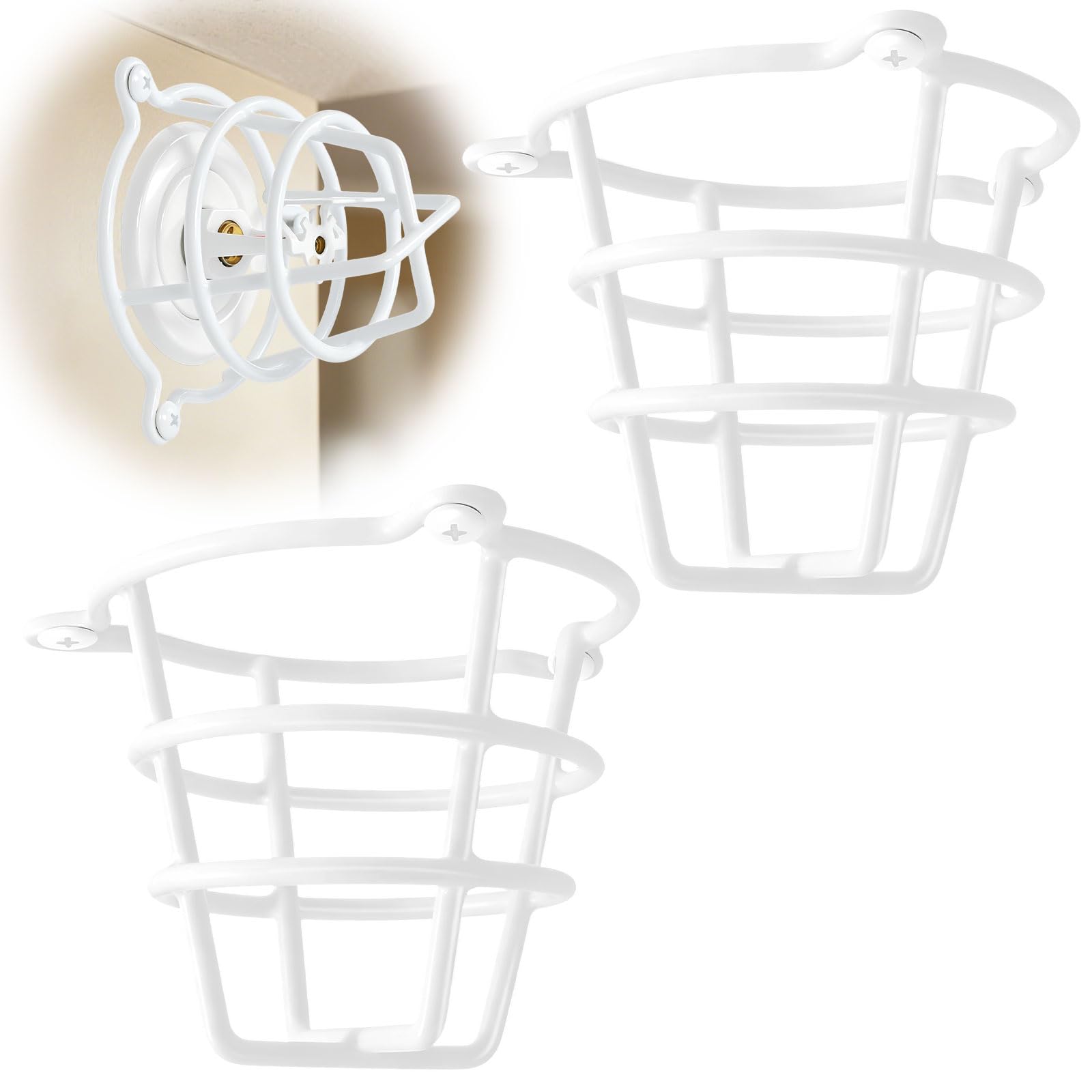 Happy Tree (2 Pack) White Fire Sprinkler Head Guard Cover Cage Protector for Both 1/2" &amp; 3/4" Fire Head for Protecting Side Wall &amp; Pendent Head Fire Sprinkler Covers for Ceiling