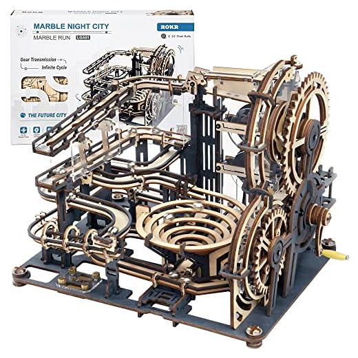 ROKR 3D Wooden Puzzles for Adults Marble Run Model Building Kit(LGA01 Marble Night City)