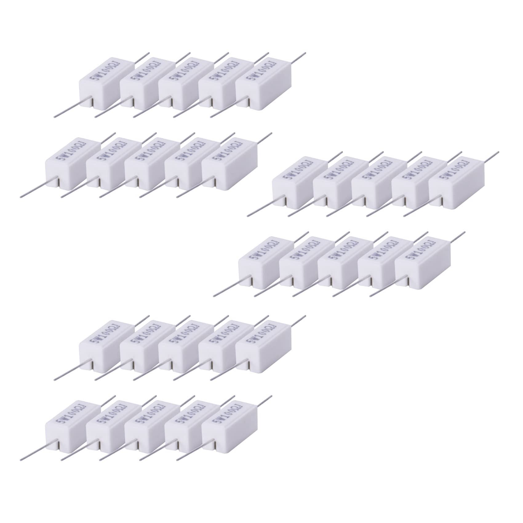 Jnchdghwa White 30X Wirewound Ceramic Cement Resistors 100 Ohm 5W Watt 5%