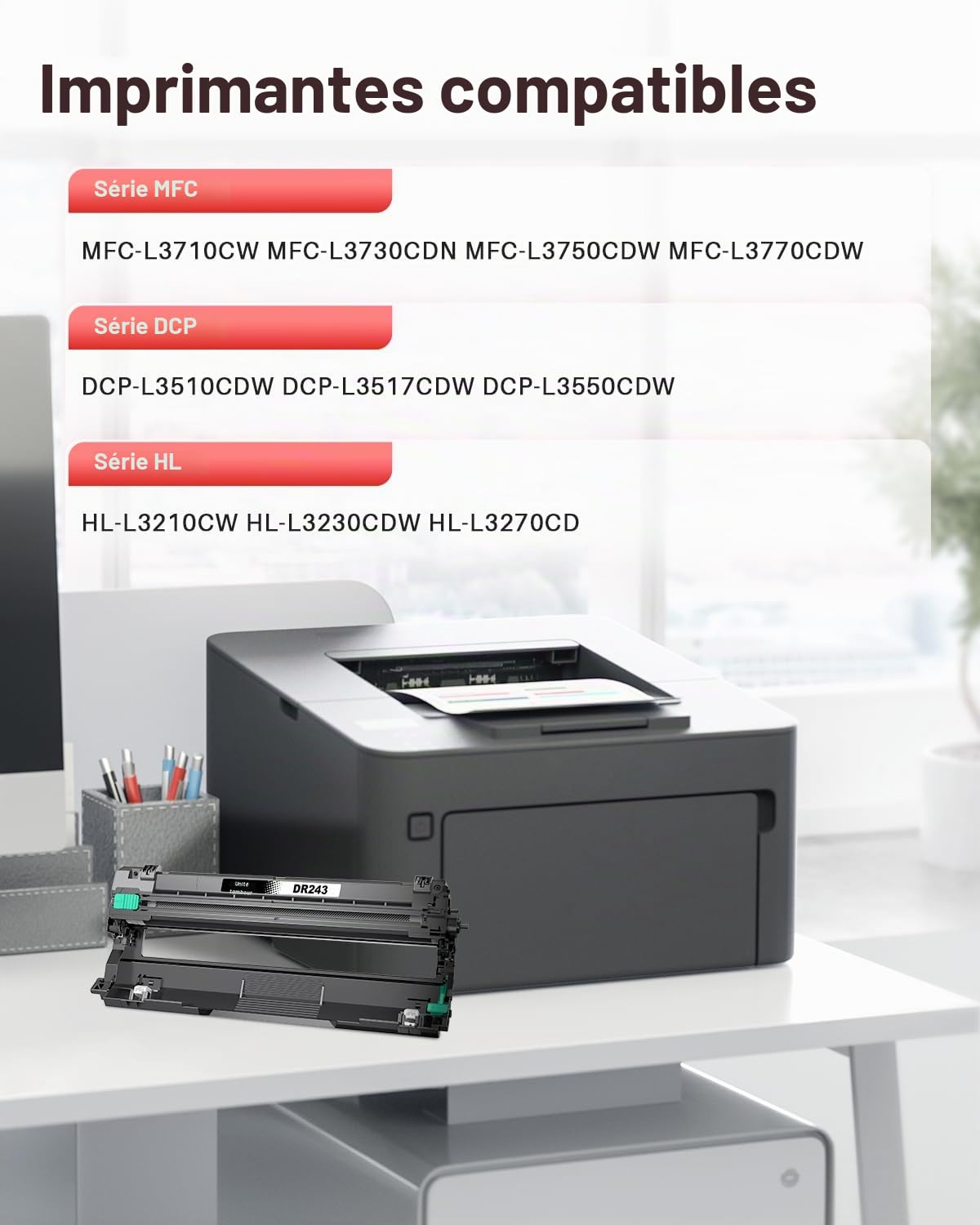 DR243CL DR-243CL Unités de Tambour compatibles avec Brother DCP-L3510CDW | Compatible pour DCP-L3550CDW HL-L3210CW HL-L3230CDW HL-L3270CDW MFC-L3710CW MFC-L3730CDN MFC-L3750CDW