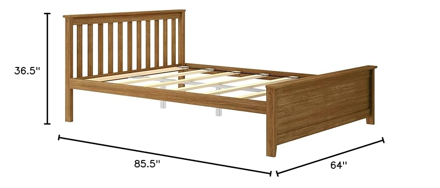 ベッド/マットレス  Wooden bed with mattress Amazon.com: Max & Lily Full Size Bed Frame with Slatted Headboard
