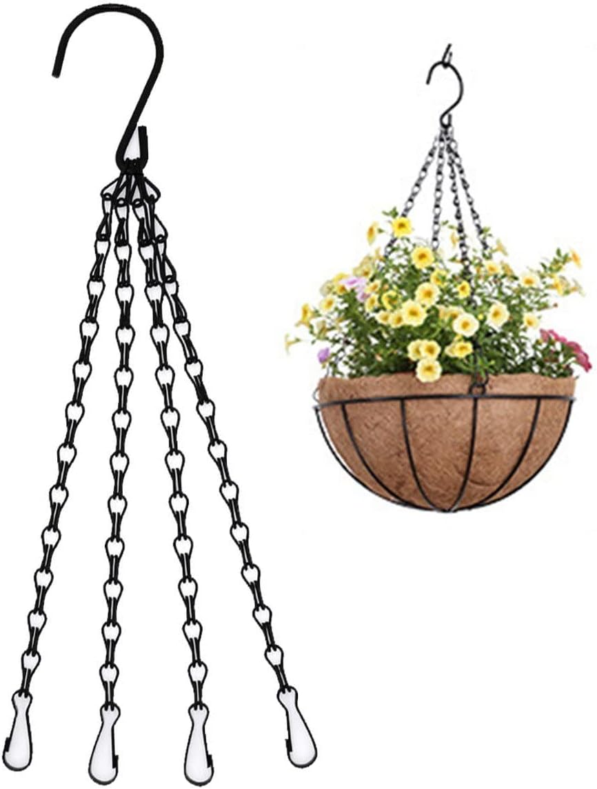 Hanging Basket Chains 4 Point Heavy Duty Black Metal Chain Hangers with