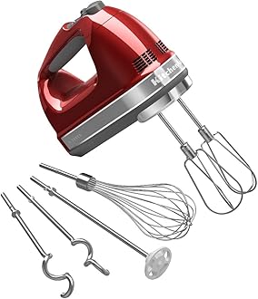 KitchenAid9-Speed Digital Hand Mixer with Turbo Beater II Accessories and Pro Whisk - Candy Apple Red