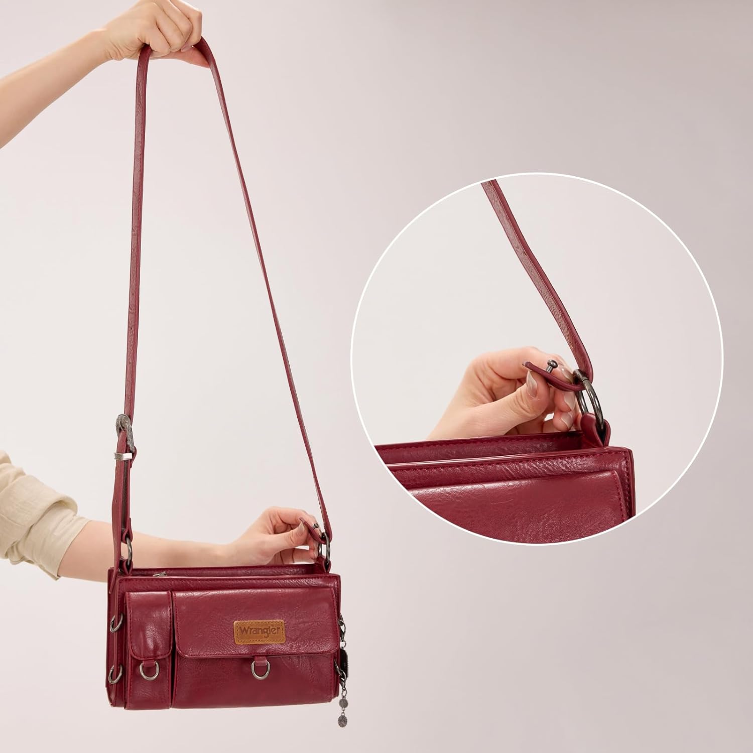 Wrangler Y2K Purse Small Shoulder Bag for Women with Western Detachable Charms & Multiple Pockets - Image 4