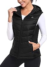 MoFiz Women's Quilted Sleeveless Zip Vest with Hood and Pockets