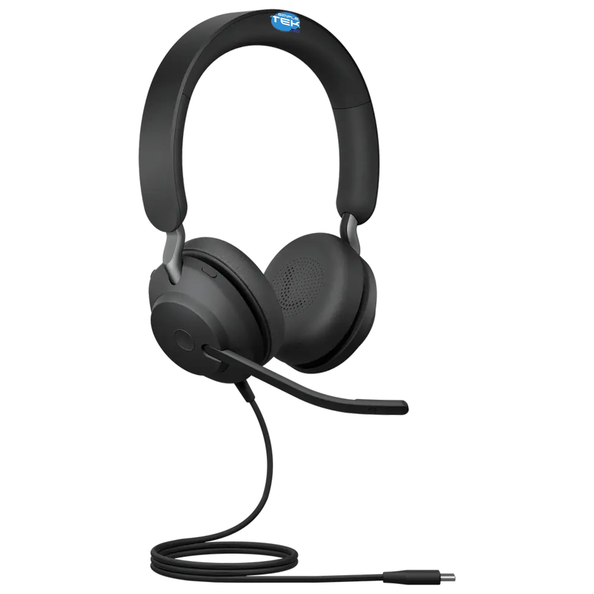 SIMPLETEK - Przewodowe słuchawki MS USB-C stereo do Call Center, biura i ujednoliconej komunikacji - HD Audio