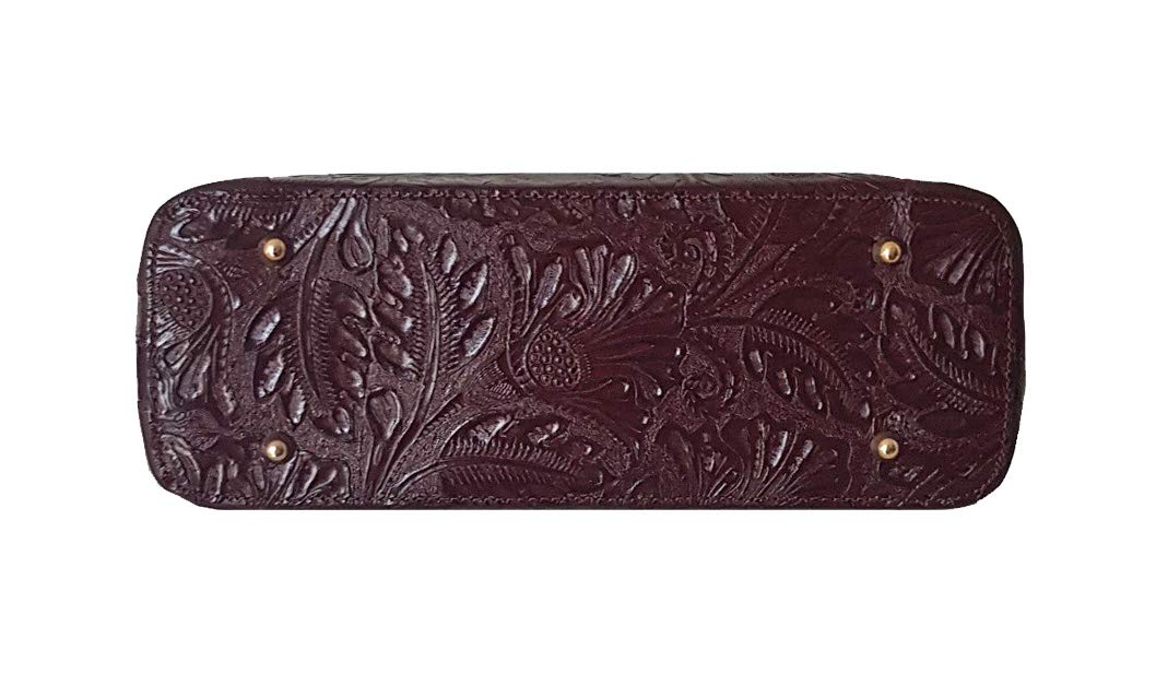 Borsa a mano in vera pelle stampa floreale made in Italy BC143