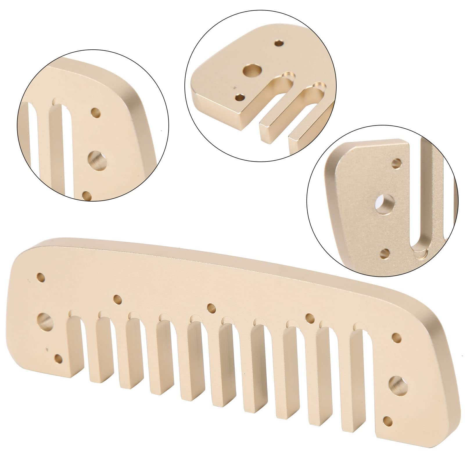 Aluminum Alloy Harmonica Part, Separated 10 Holes Small Comb Harmonica Part with High Strength and Impact Resistance, Not Easy to Deform After Longterm Use (Gold)