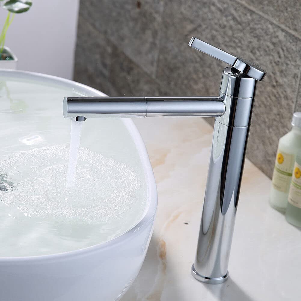 Waschtischarmatur Wasserhahn Bad Hoch Aufsatzbecken Mischbatterie Einhebel 360° Badezimmer Chrom