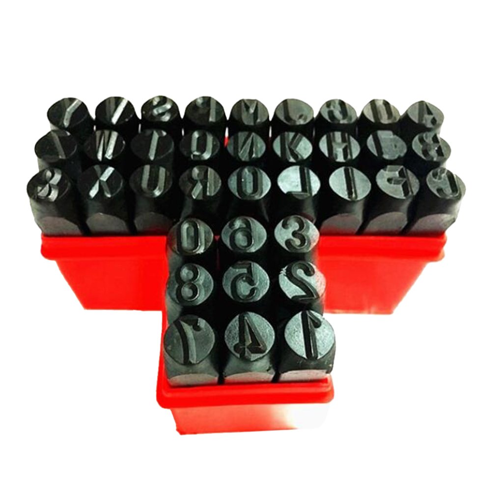 Juego de 27 Piezas de Letras Z LPHBET con Punzón ''&'' para Madera (4 Mm, 5 Mm Y 8 Mm), Negro, 8 mm