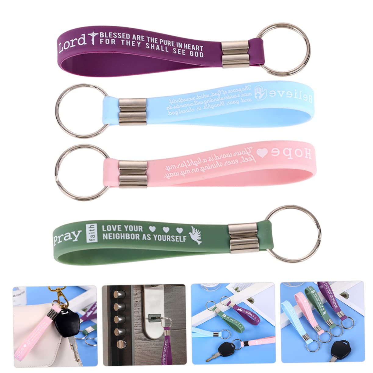 Yardwe 8 Piezas Llavero De La Biblia Llaveros Cristianos Para Mujer s Religiosos De La Biblia Para Mujer Flexible Miss Decoraciones Gel