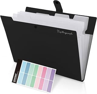 KONVINIT Document Folder Pocket A4 Organizer, 5 Compartment File Extension Waterproof Organizer