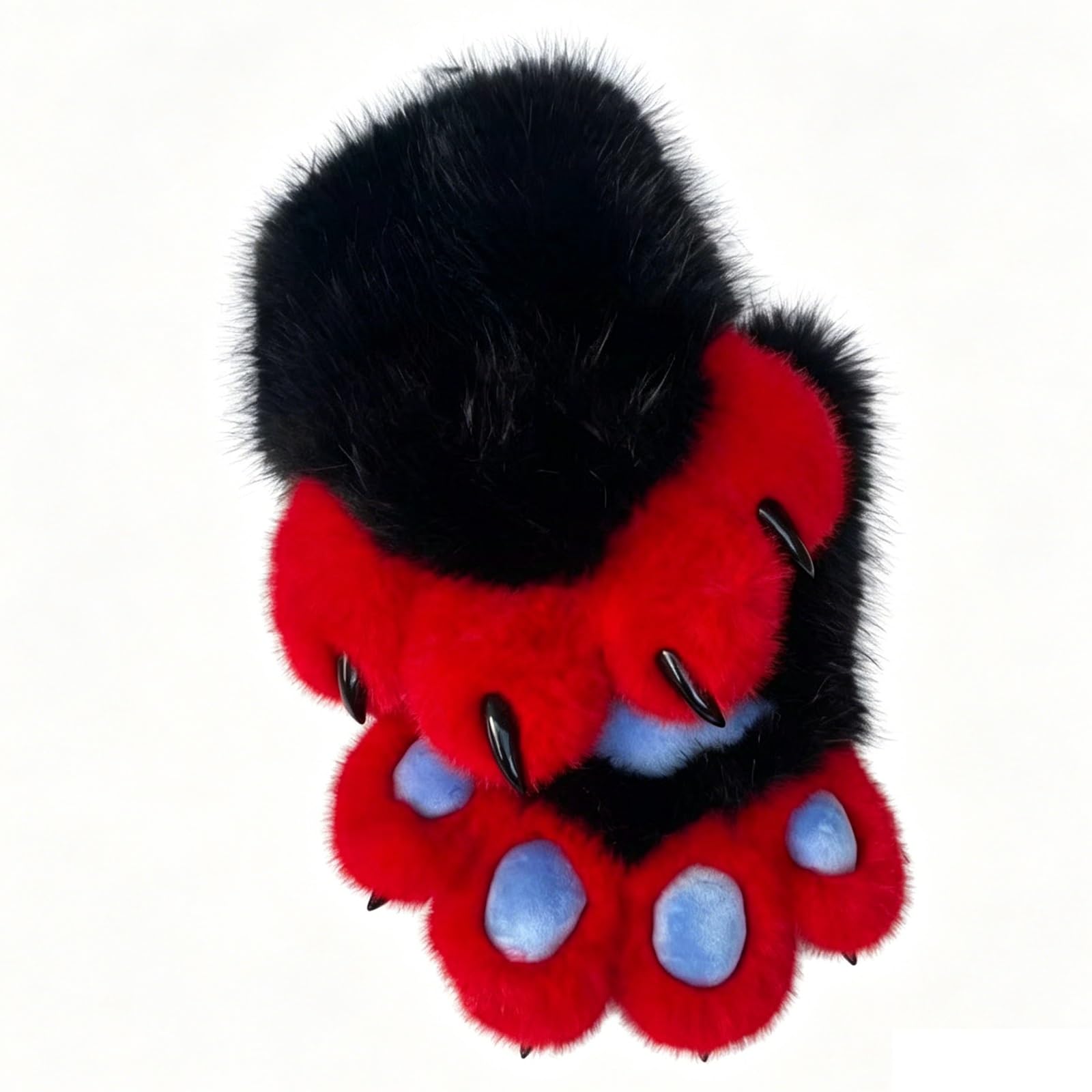 Rolamumu Fursuit Paws Furry Gloves, Soft Plush Hand Paw Gloves with Claws for Halloween Cosplay, Party, Roleplay(C)