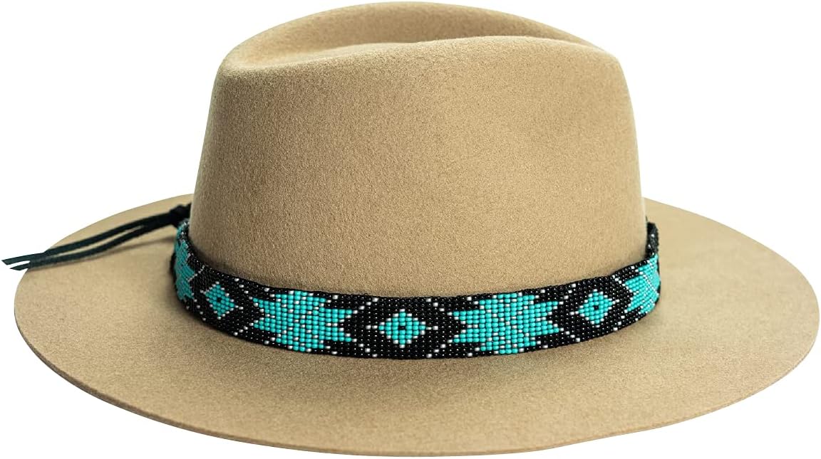 Sambboho - All Natural Soft Leather Hatbands w/Durable Hand Stitched Bead Embroidery