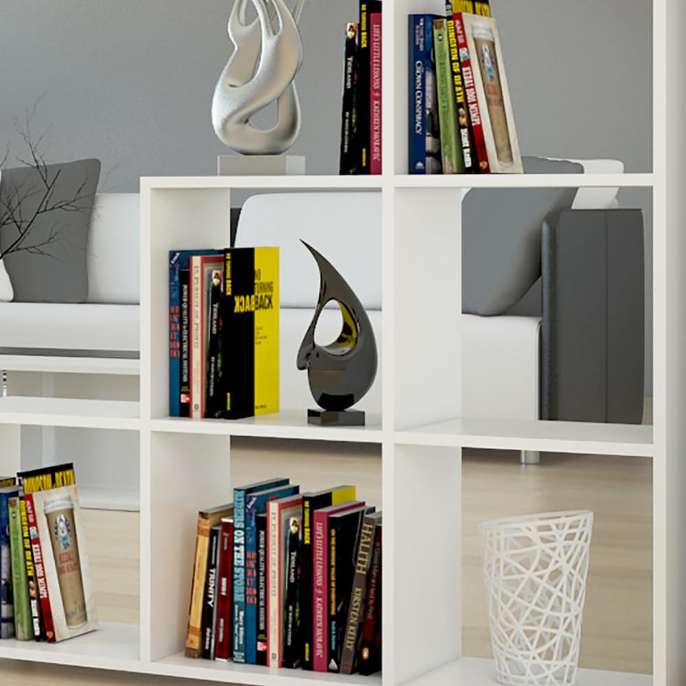 Vicco Scaffale a scale, Bianco, 107.2 x 107.8 cm, utilizzabile come divisorio con 6 vani aperti
