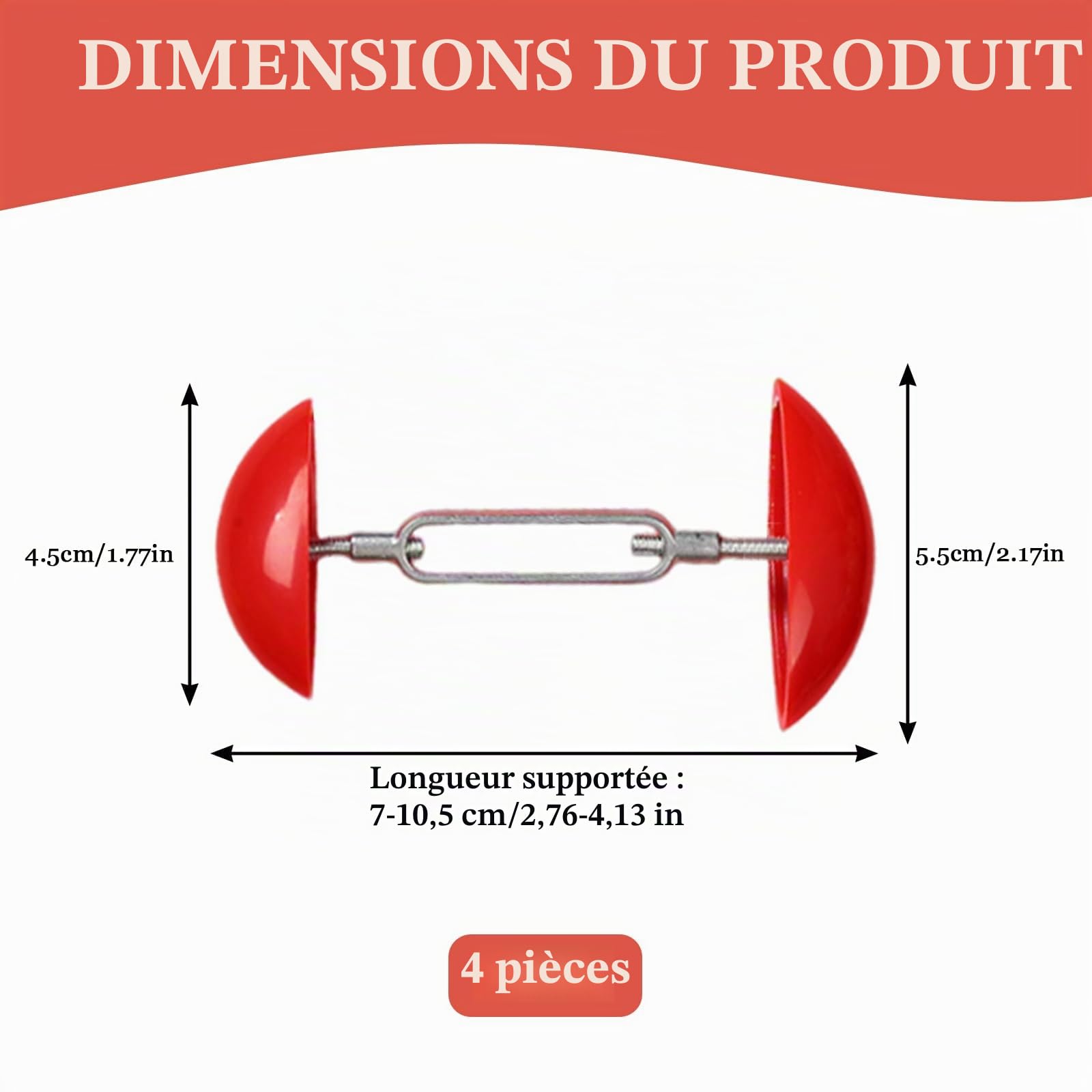 DALAETUS 4 Pièces Écarteurs de Chaussure Réglables pour Femmes - Elargisseur Chaussure Rouges, Tendeur de Chaussures, Mini Embauchoirs pour Pieds Larges, Sandales à Talons Hauts et Chaussures en Cuir