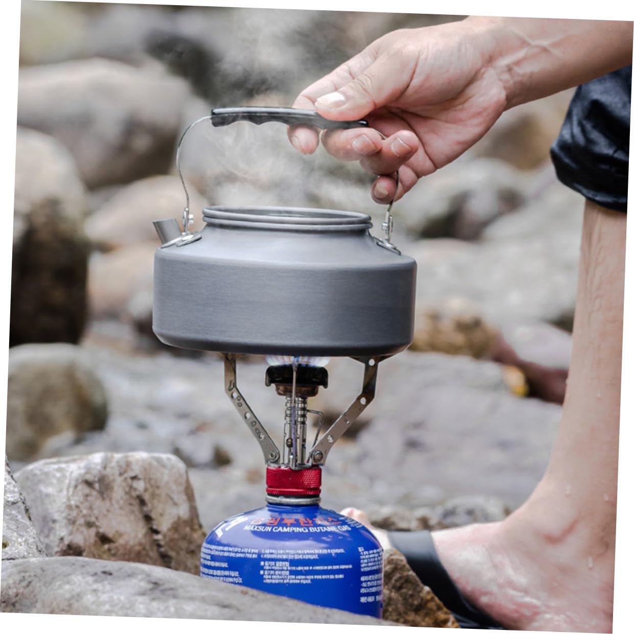TOYANDONA 2piezas Hervidor De Agua Portátil De Para Camping Práctica Para Picnic y Senderismo Para Agua Caliente y