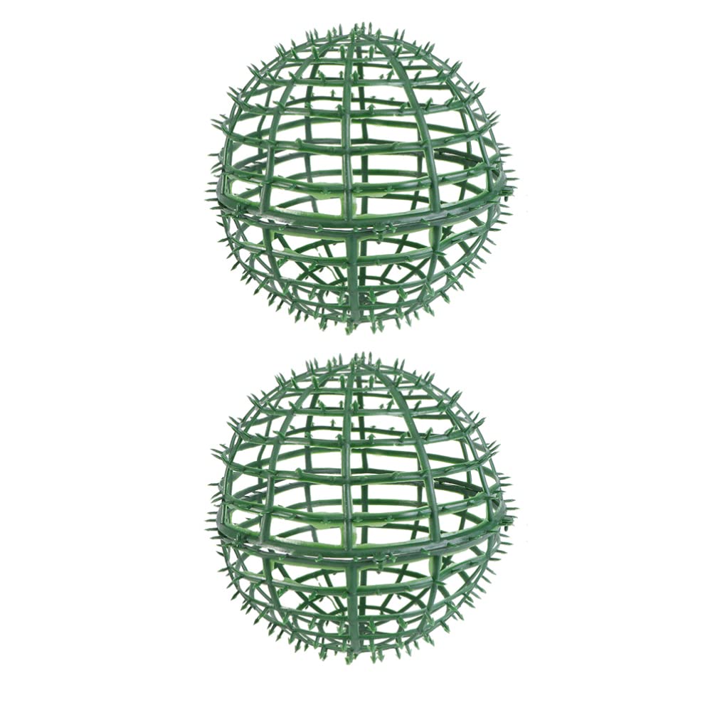 Angoily 2pcs Artificial Plant Ball Support Artificial Plant Topiary Ball Cage Plastic Plant Trelli Faux Green Ball Frame Rack Flower Shelf Holder for Garden
