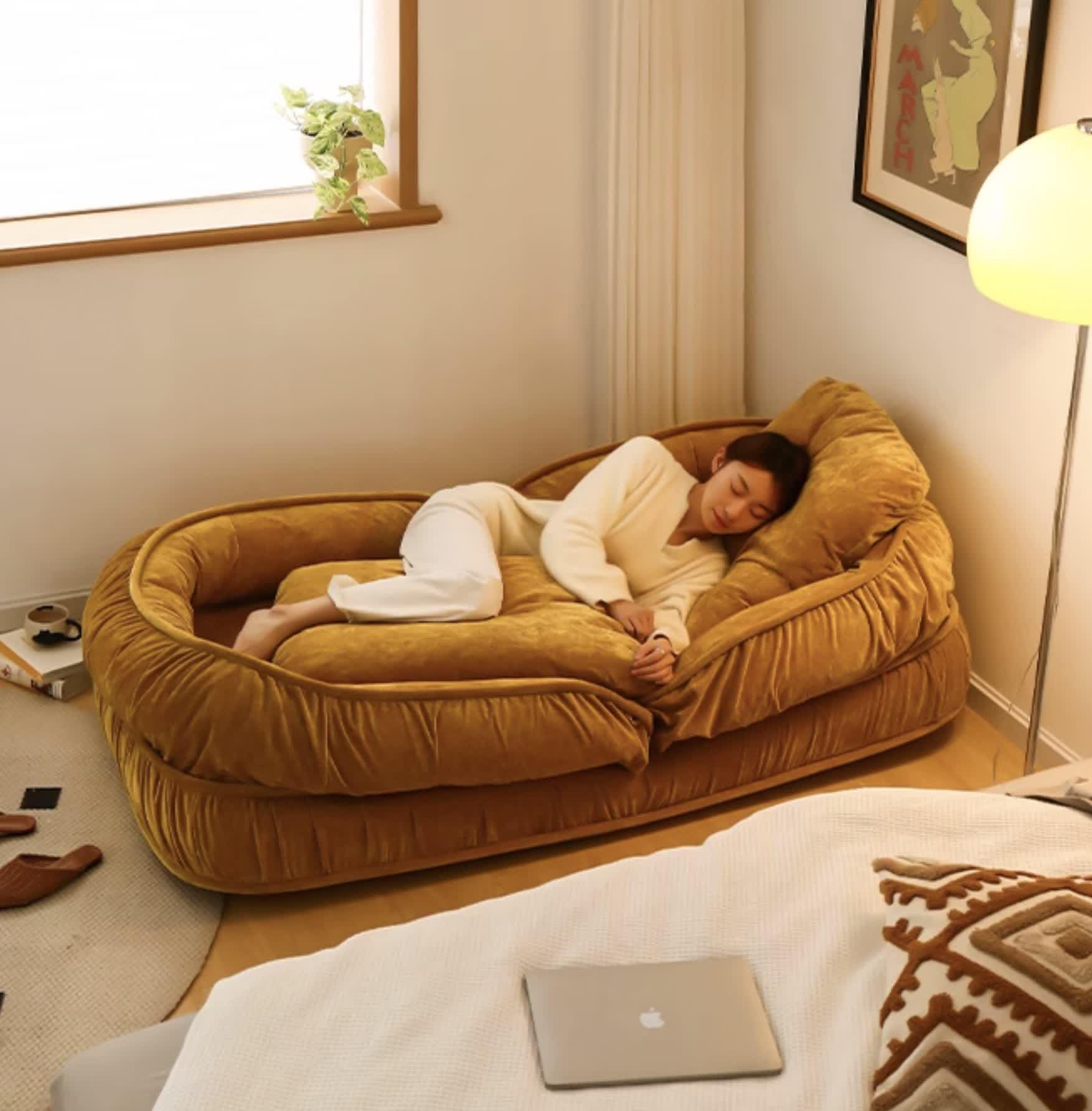 ESRADA Foldable Human Dog Bed Suitable for Adults 2-in-1 Calming Human Size Giant Dog Bed Suitable for Pet