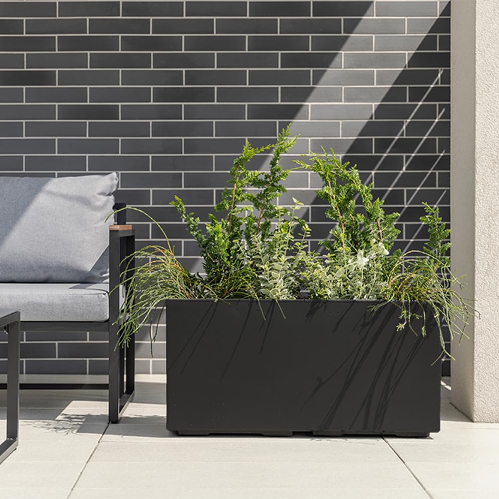 Ondis24 Vaso per fiori, vaso da fiori Caro in aspetto cemento, vaso da fiori XXL su ruote in plastica 100% riciclata grande per esterni (Antracite, 80 cm)