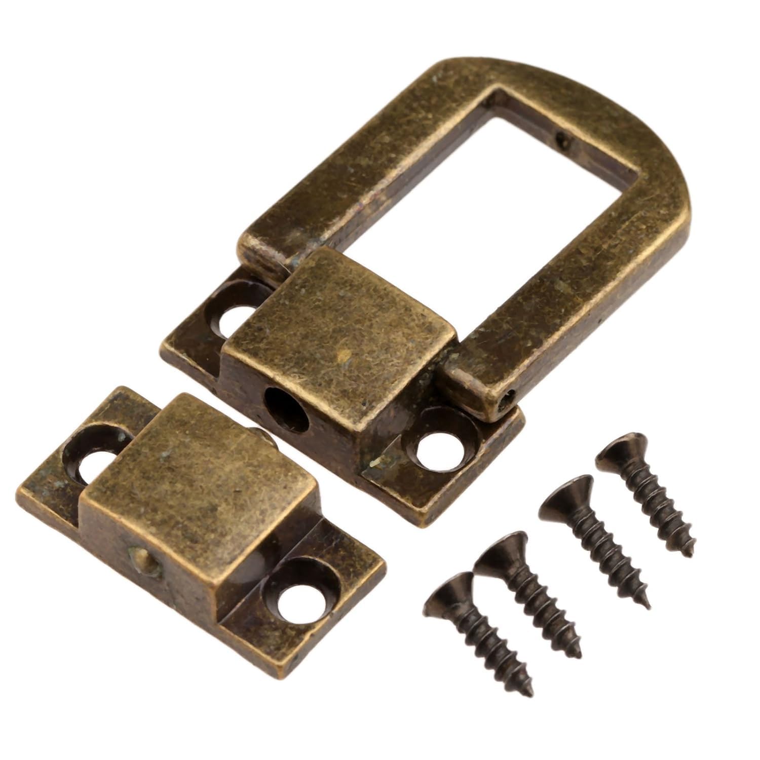 Tia Toggle Catch Lock Rectangle Mini Hasp Clasp Zinc Alloy Hasp D Lock Latch Clasp with Screws for Jewellery Box Gift Box, Wooden Case and DIY (2, Antique Bronze)
