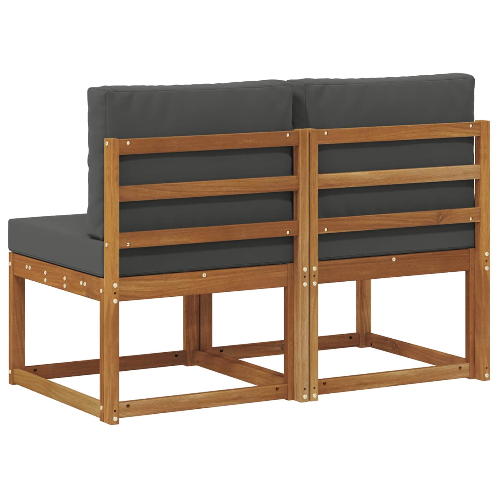 vidaXL 2 Stück Outdoor Mittelsofa Massivholz Akazie, Moderne, wetterfeste Gartenmöbel, vielseitige Entspannung, Akazienholz, gemütliches Draußenleben