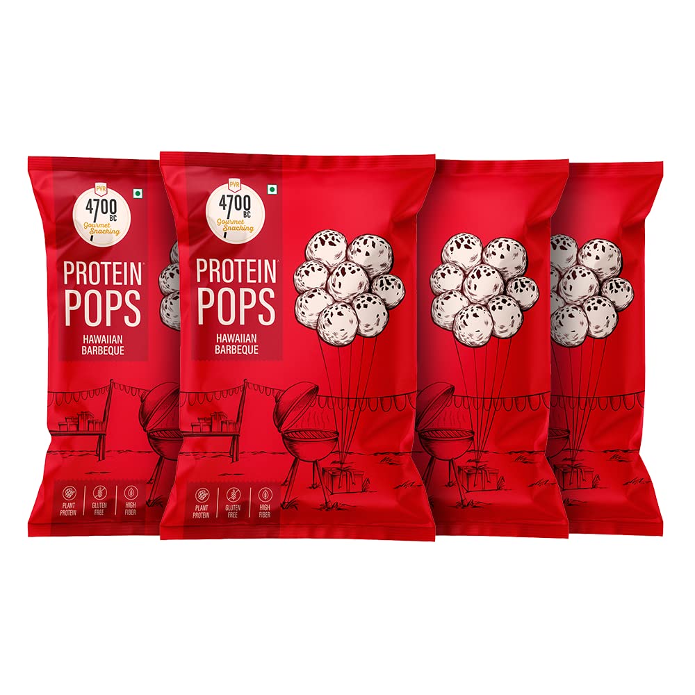 4700BC Protein Pops (Makhana) Hawaiian Barbeque, Pouch, 104g (Pack of 4 x 26g)