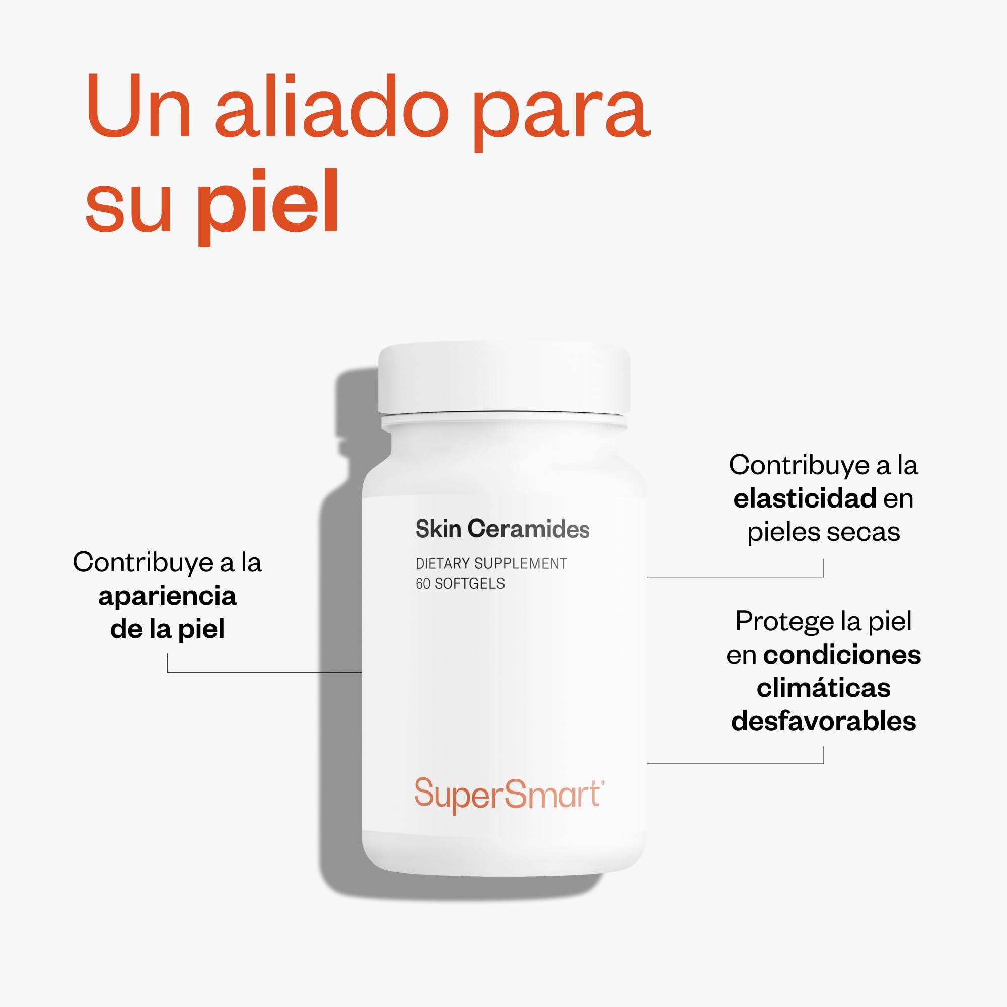 Ceramidas de la piel - Luminosidad, hidratación y elasticidad - SuperSmart | Lipowheat - Ayuda a mejorar el estado general de la piel - Incluye zinc que optimiza la salud de la piel
