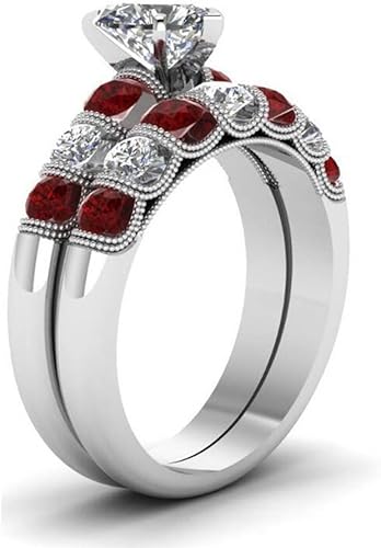 Miniatura 2 de Conjunto de dos anillos de boda para él y para ella, anillos para parejas. Anillos de compromiso para novia en acero inoxidable chapado en oro