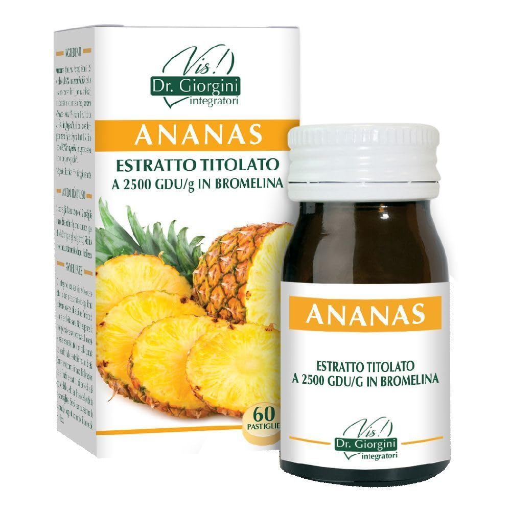 Dr Giorgini ANANAS ESTRATTO TITOLATO A 2500 2500 gdu/​g In BROMELINA Pastiglie - 30 g (30 dosi da 2 pastiglie)