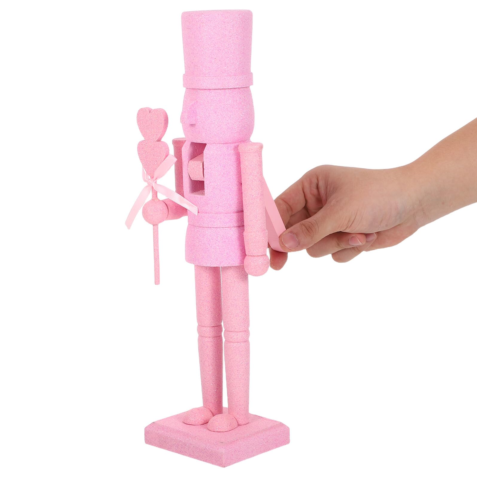 Toyvian Valentinstag Nussknacker Figur 36cm Holz mit Glitzer Tischdekoration Soldat Weihnachtsdeko Bruchsicher