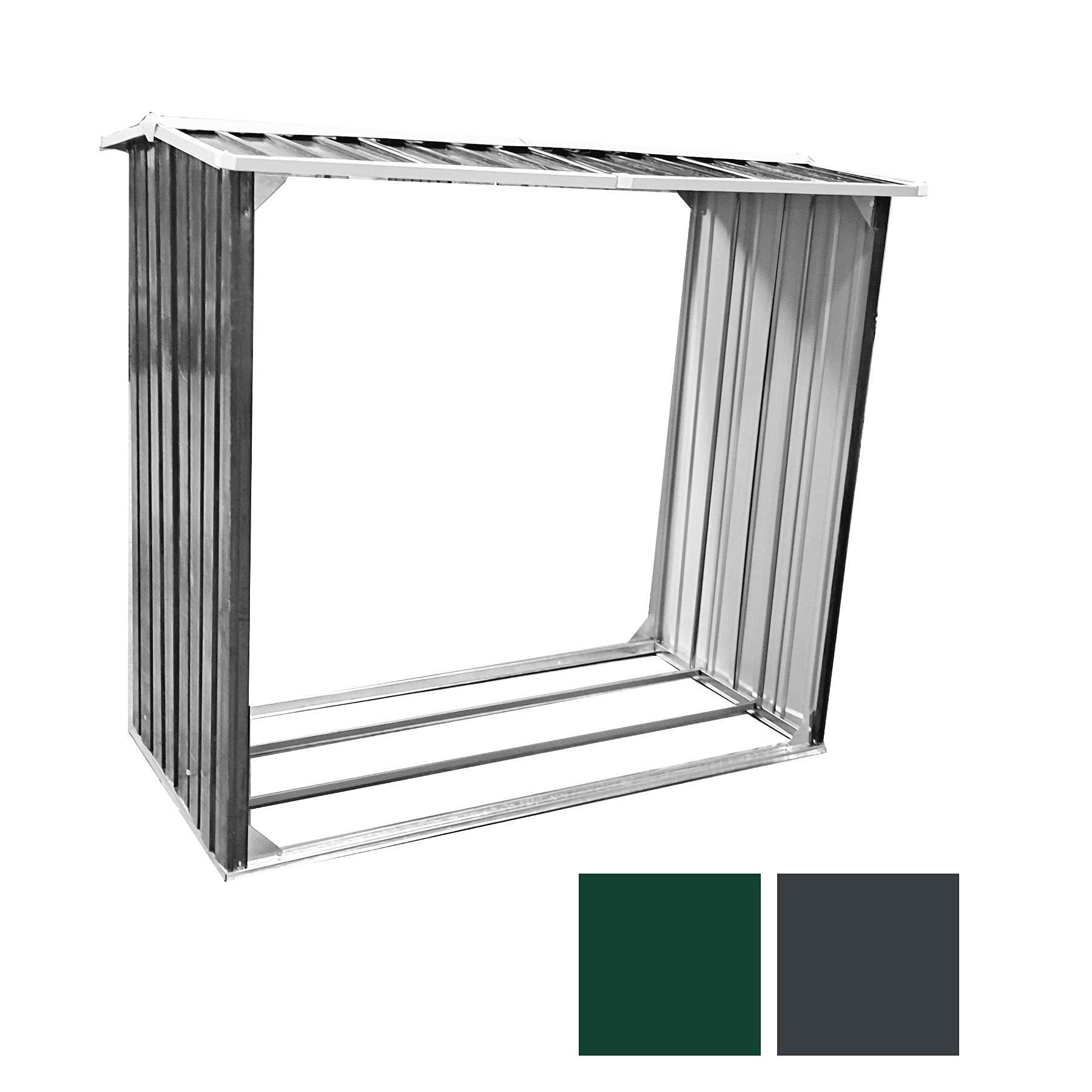 ESTEXO Brennholzunterstand Holzunterstand Brennholz 172x91x154 cm Regal Lager Unterstand Holz Metall Holzregal Holzlager Brenholzlager Brennholzregal Spitzdach Grün