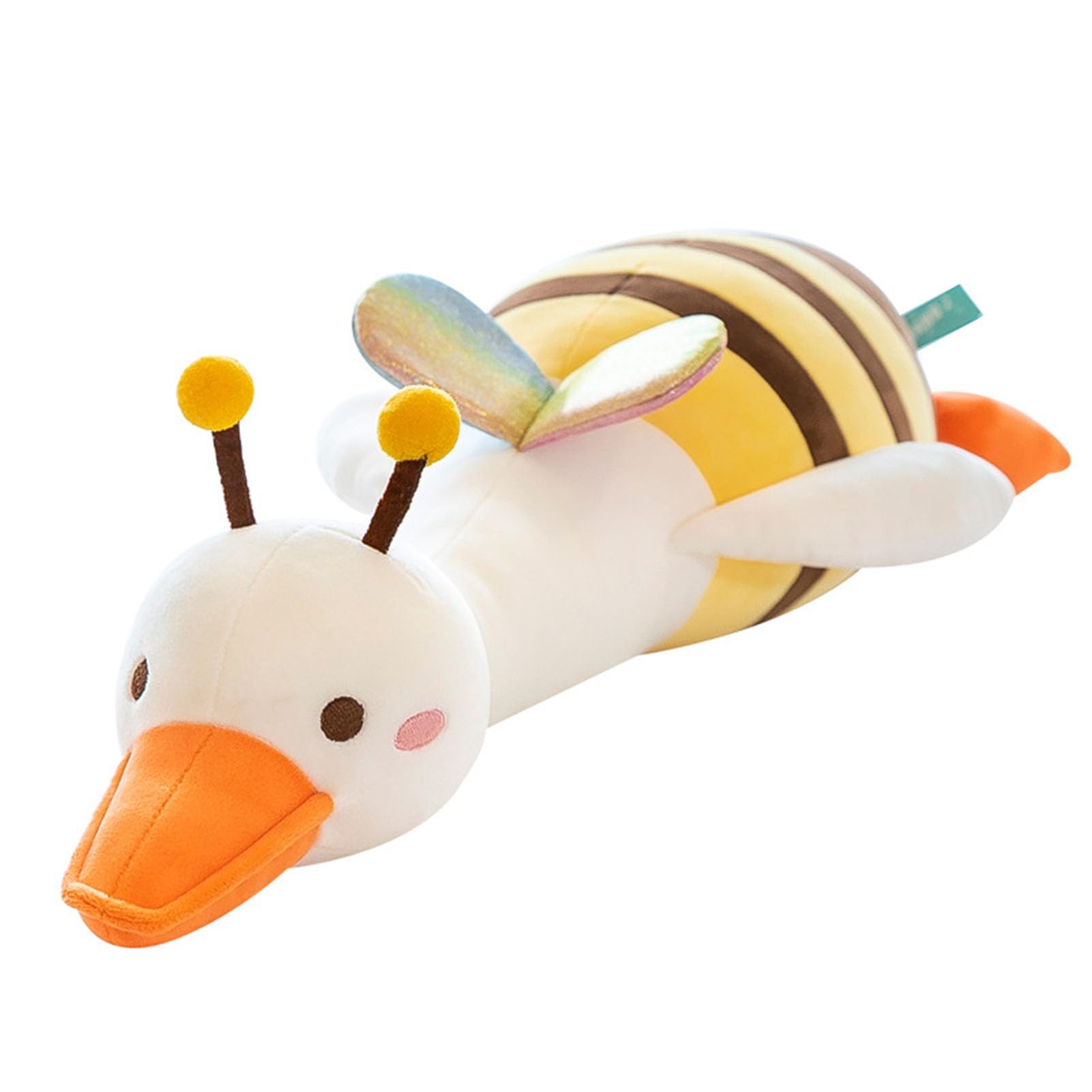 Peluche Anatra d'ape, adorabile cuscino trasformabile in peluche per bambini, tessuto in piumino di cotone (grande)