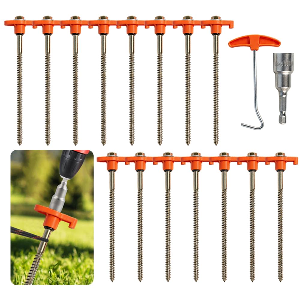 Piquets de tente pour forêt et terre dure : kit de 15 sardines en métal avec extracteur